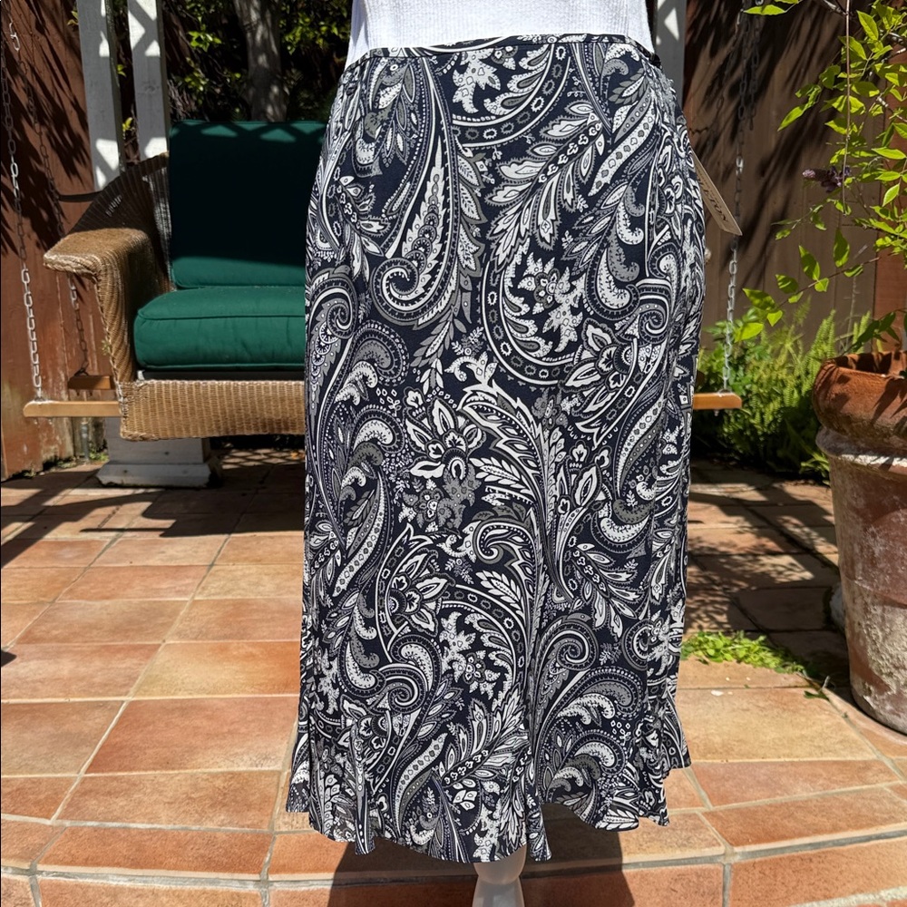 Navy & Grey Paisley Skirt